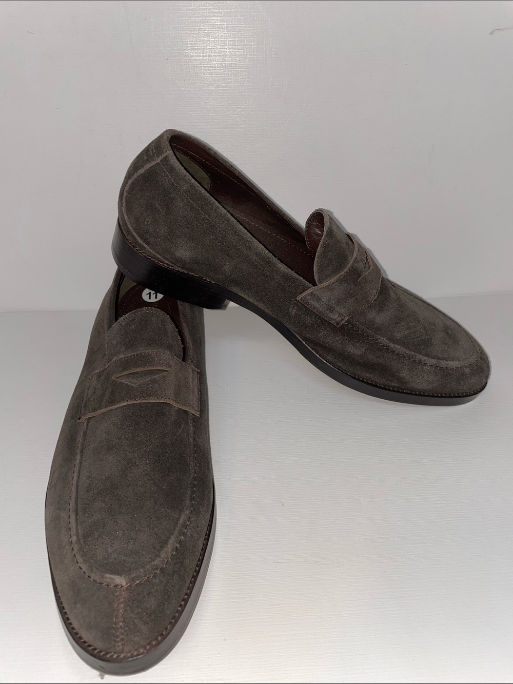 NWOT New Republic Men's Suede Penny Loafers in Chocolate Brown - Sz 11